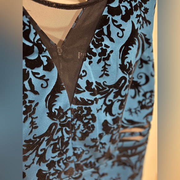 Enfocus Studio teal and black with sheer panels Dress Size 14 New without tags - Picture 4 of 4